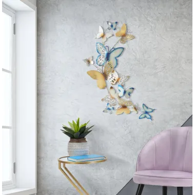 PANEL ŚCIENNY BUTTERFLIES ZŁOTO/NIEBIESKI 59,5X4X111,5 cm